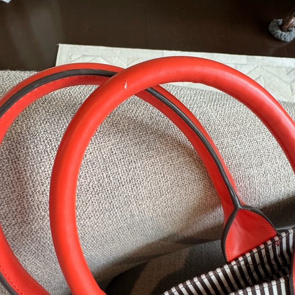 Henri Bendel Black and Orange Striped Tote XL size - Picture 4 of 11